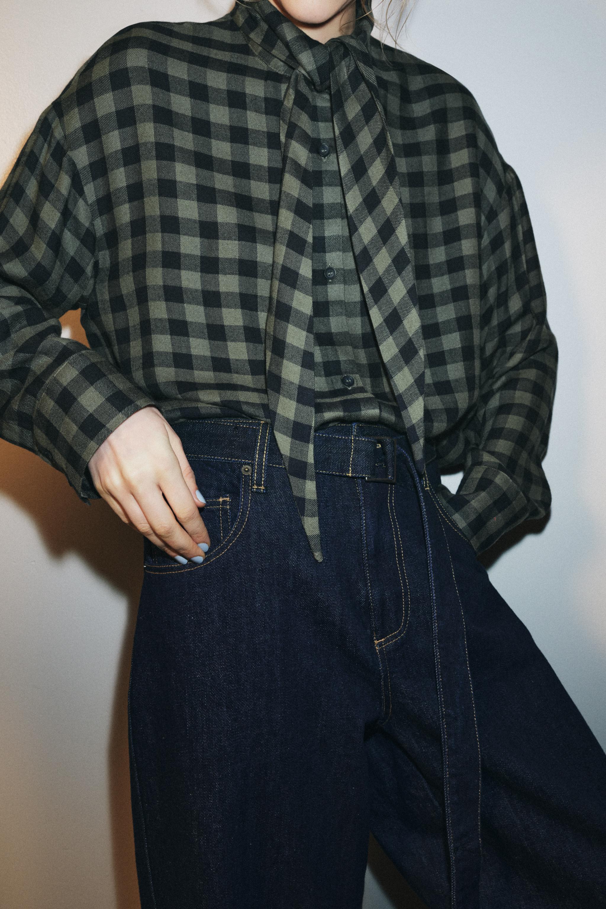 CHEMISE À CARREAUX VICHY AVEC NŒUD ZW COLLECTION