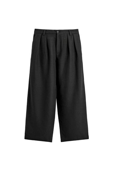 リラックスフィットプリーツパンツブラックZaraのリラックスフィットプリーツパンツ - ブラック 