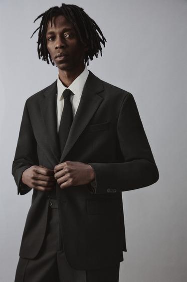 100% WOOL SUIT BLAZER - Black by Zara - Image 5