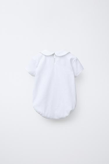 BODY BRODÉ POISSON - Blanc cassé de Zara - Image 1