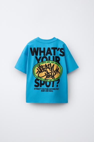 T-SHIRT MOTIF GRAFITI - Biru dari Zara