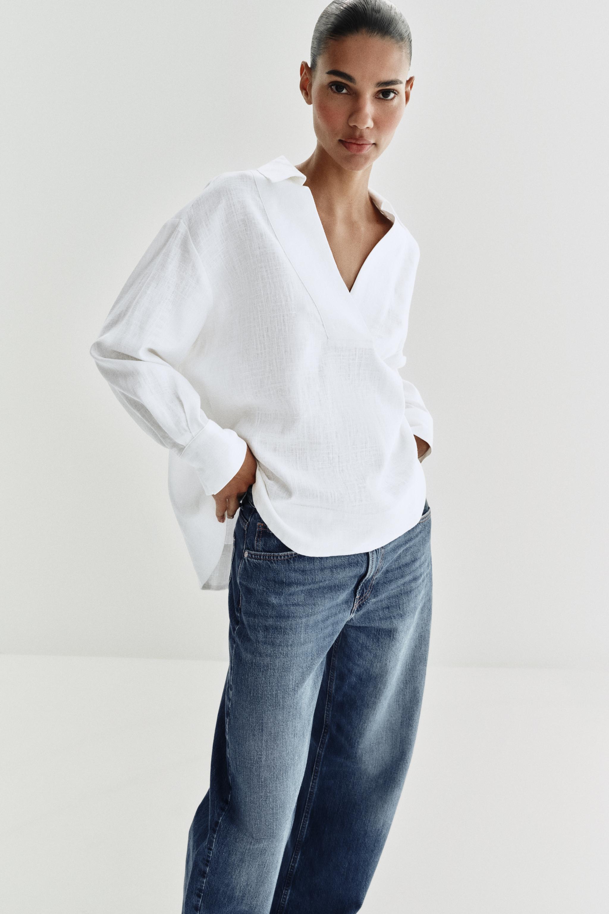 Zara Keten Polo Yaka Bluz görsel 2