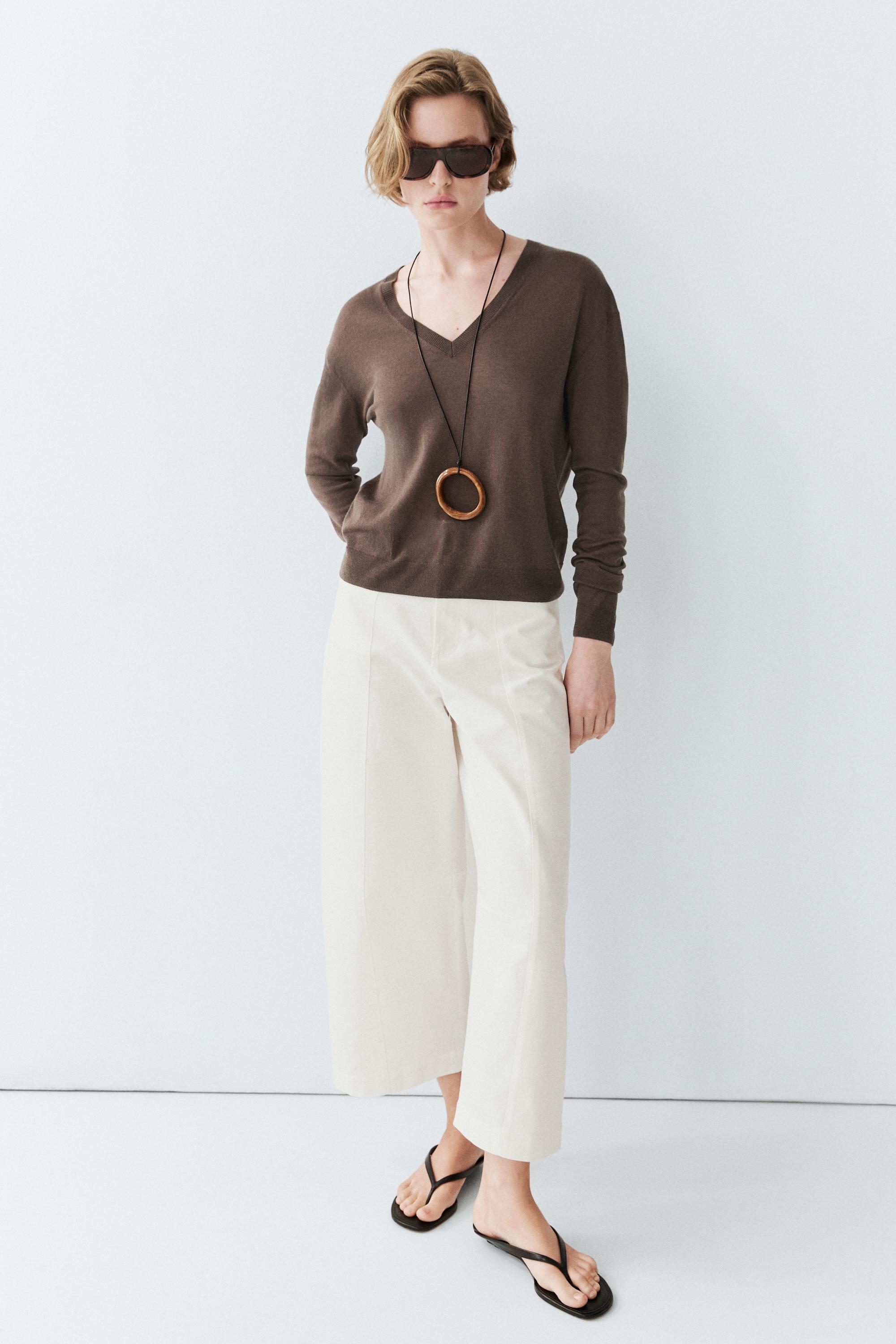 Silk and wool blend knit sweater