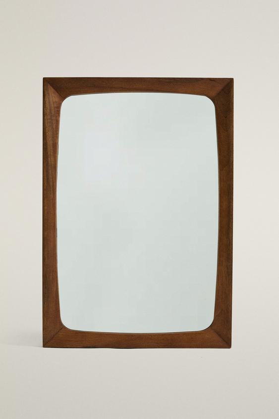 WOODEN BORDER MIRROR - Brown by Zara - Image 0