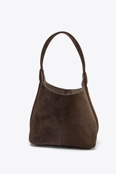 SUEDE MINI BUCKET BAG - Taupe Grey by Zara - Image 6