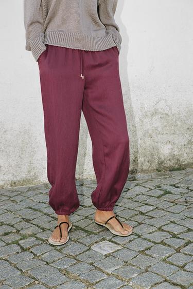 SAROUEL TROUSERS WITH ELASTIC WAIST - Aubergine by Zara - Image 1