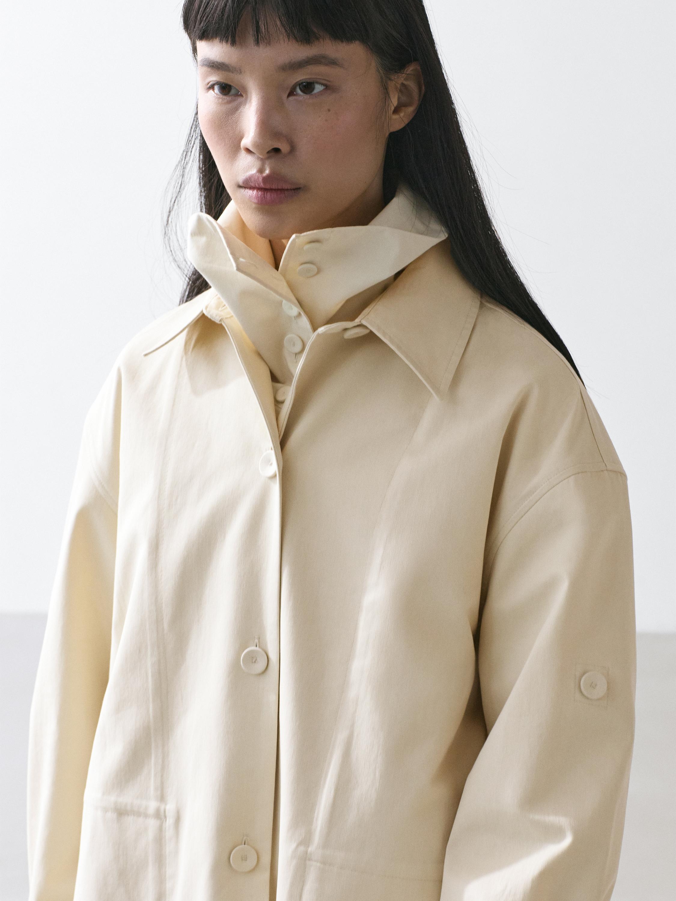 Cotton trench coat with roll-up sleeves