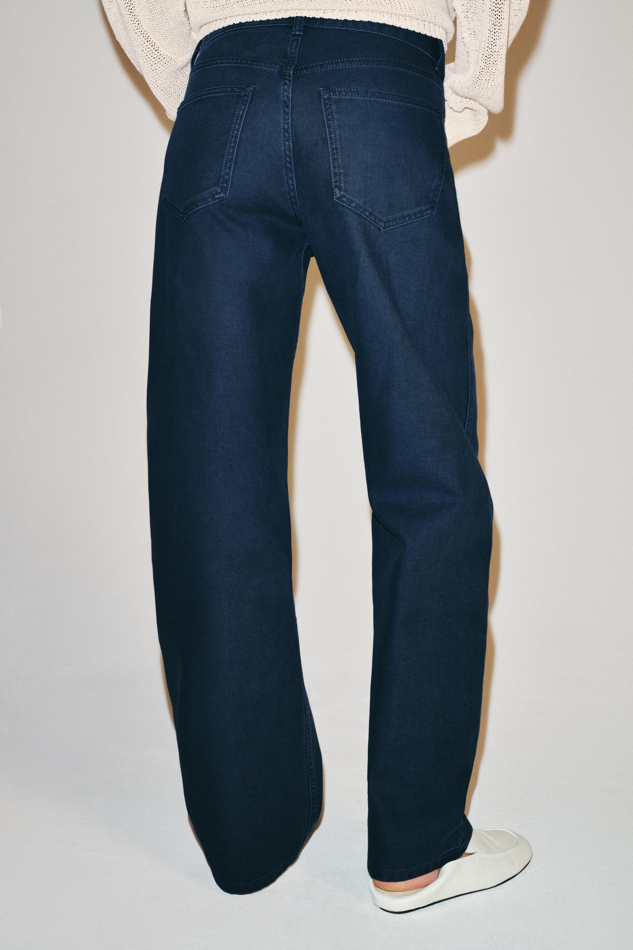 ZW COLLECTION CURVED STRAIGHT ミッドライズ デニムパンツ - ネイビー