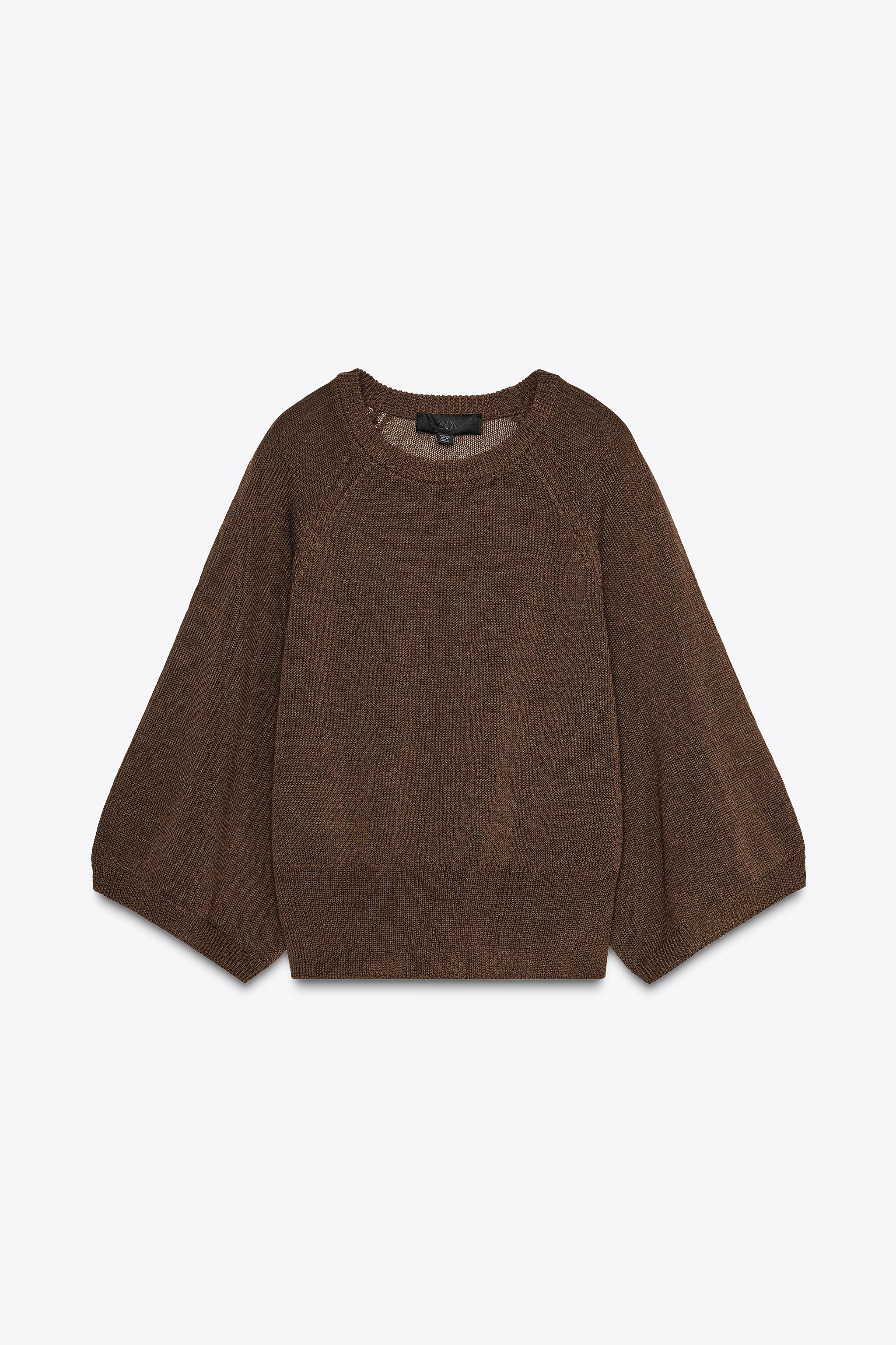 WIDE SLEEVE KNIT SWEATER - Brown | ZARA Mexico