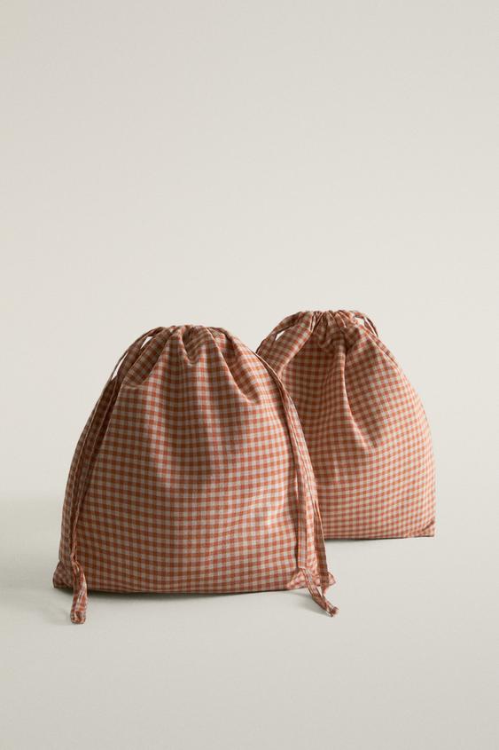 Zara VICHY COTTON BABY BAGS (PACK OF 2) - Dark orange - Image 0