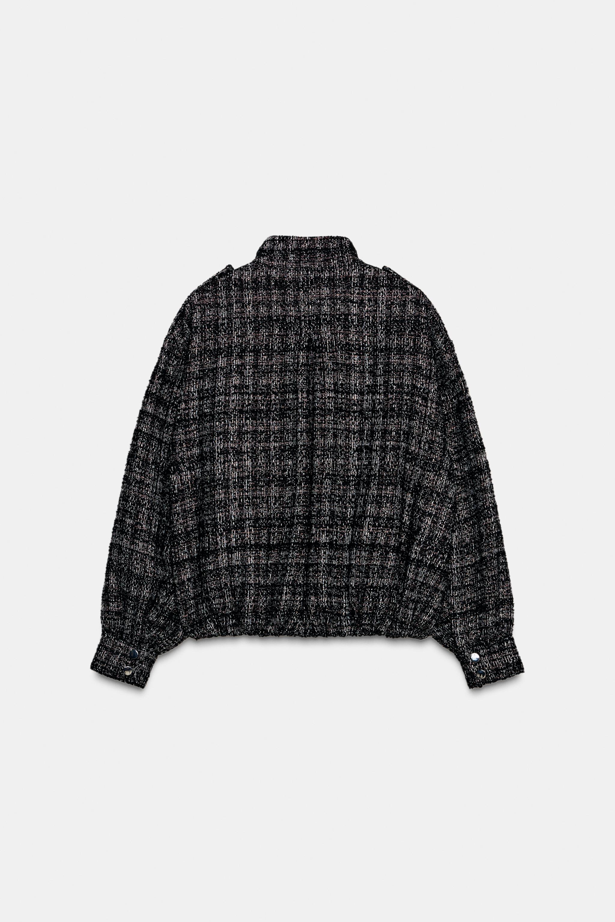 METALLIC THREAD TEXTURED BOMBER JACKET