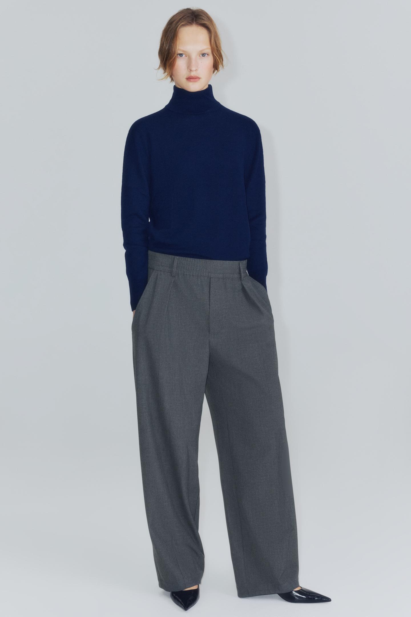 Женские брюки Zara ZW Collection Elastic Waist, цвет: Серый — фото 4