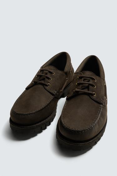 LEATHER DECK SHOES - Brown by Zara - Image 4