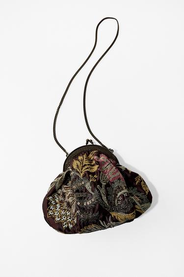 EMBROIDERED BEADED BAG - Brown by Zara