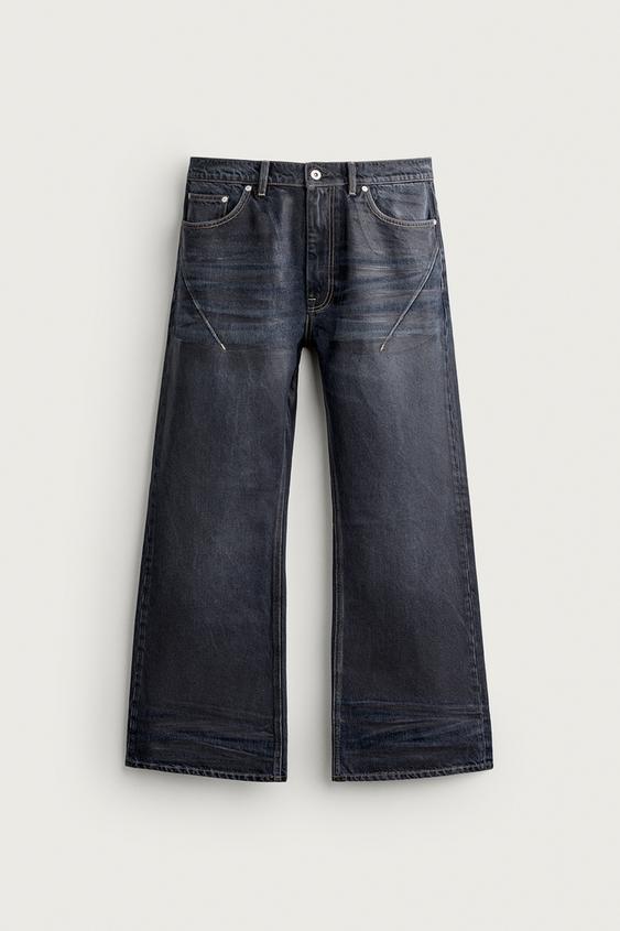 FLARE FIT ウォッシュドデニムパンツオイル0ZaraのFLARE FIT ウォッシュドデニムパンツ - オイル - 画像 0