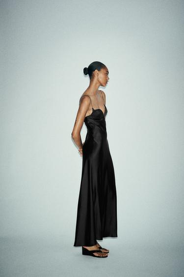 LONG SATIN DRESS - Black by Zara - Image 2