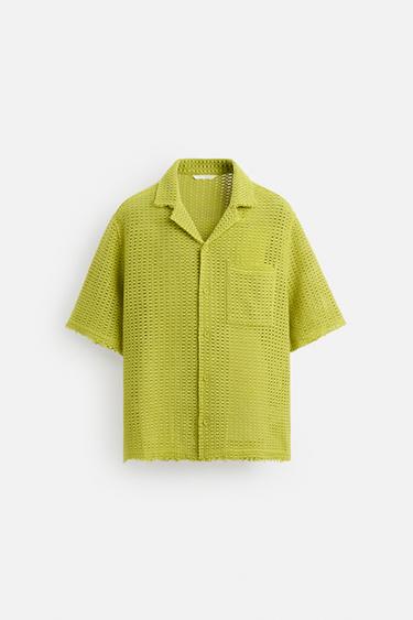 TEXTURED OPENWORK SHIRT - Lime by Zara