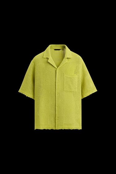 Zara TEXTURED OPENWORK SHIRT - Lime green - Image 0