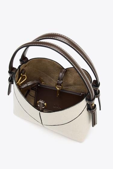 MINI SAC SHOPPER CANVAS CONTRASTE - Écru de Zara - Image 5
