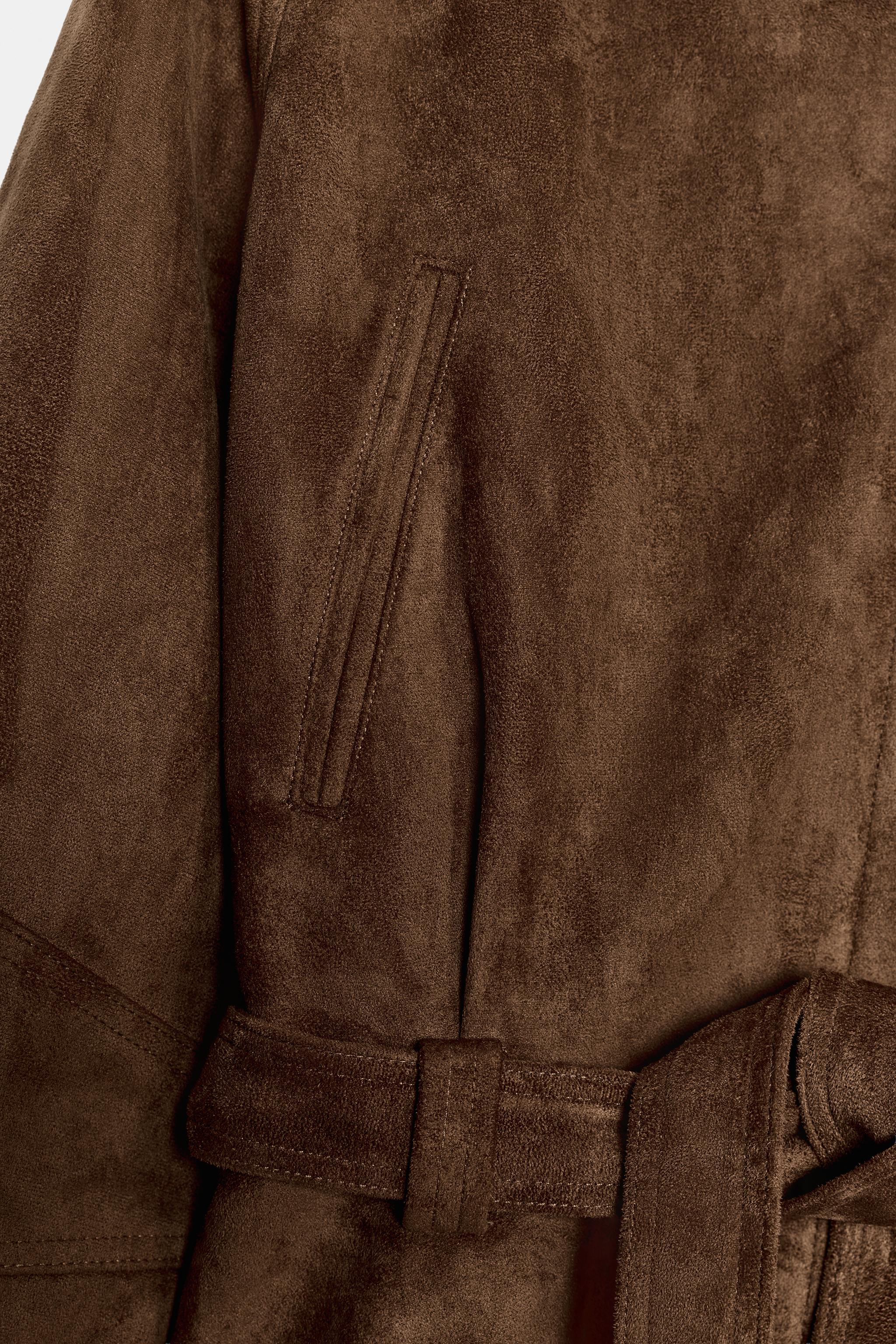 FAUX SUEDE BELTED JACKET