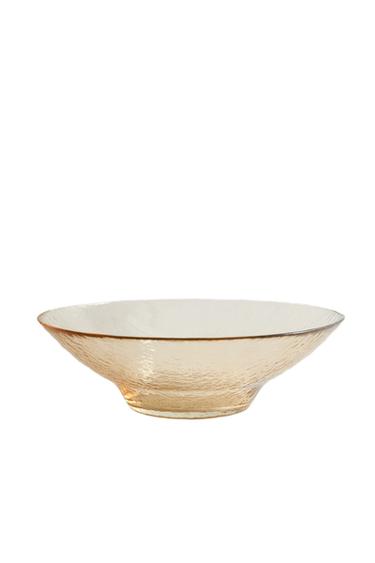 Zara TEXTURED GLASS SALAD BOWL - Yellow