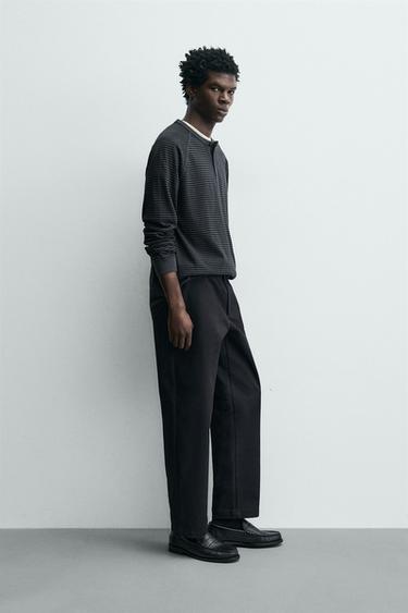 T-SHIRT À COL TUNISIEN À RAYURES - rayures de Zara - Image 3