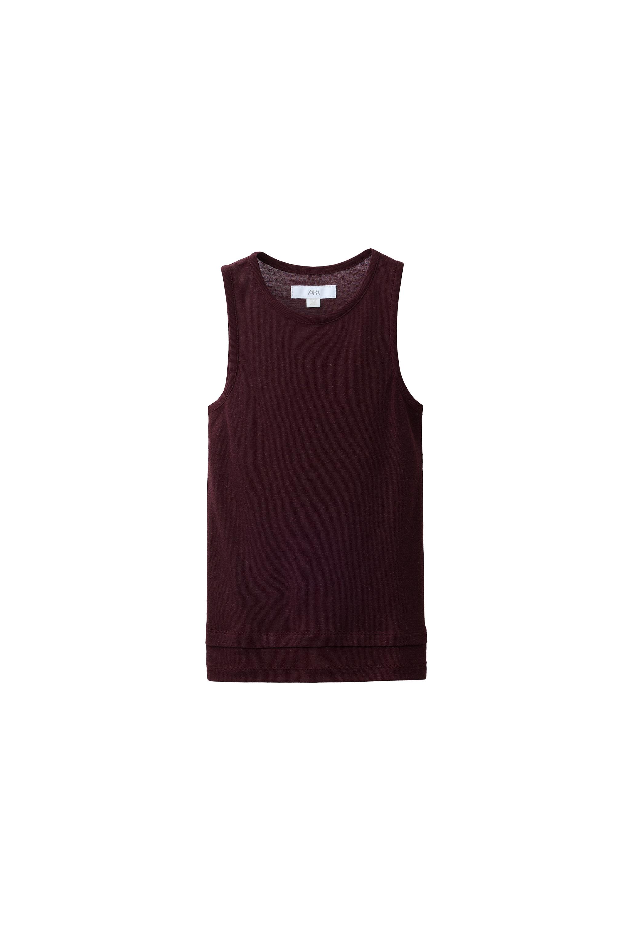 LINEN BLEND T-SHIRT - Brown | ZARA United States