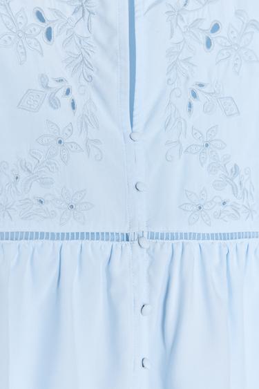 CHEMISE MANCHES COURTES VOLANT - Bleu clair de Zara - Image 7