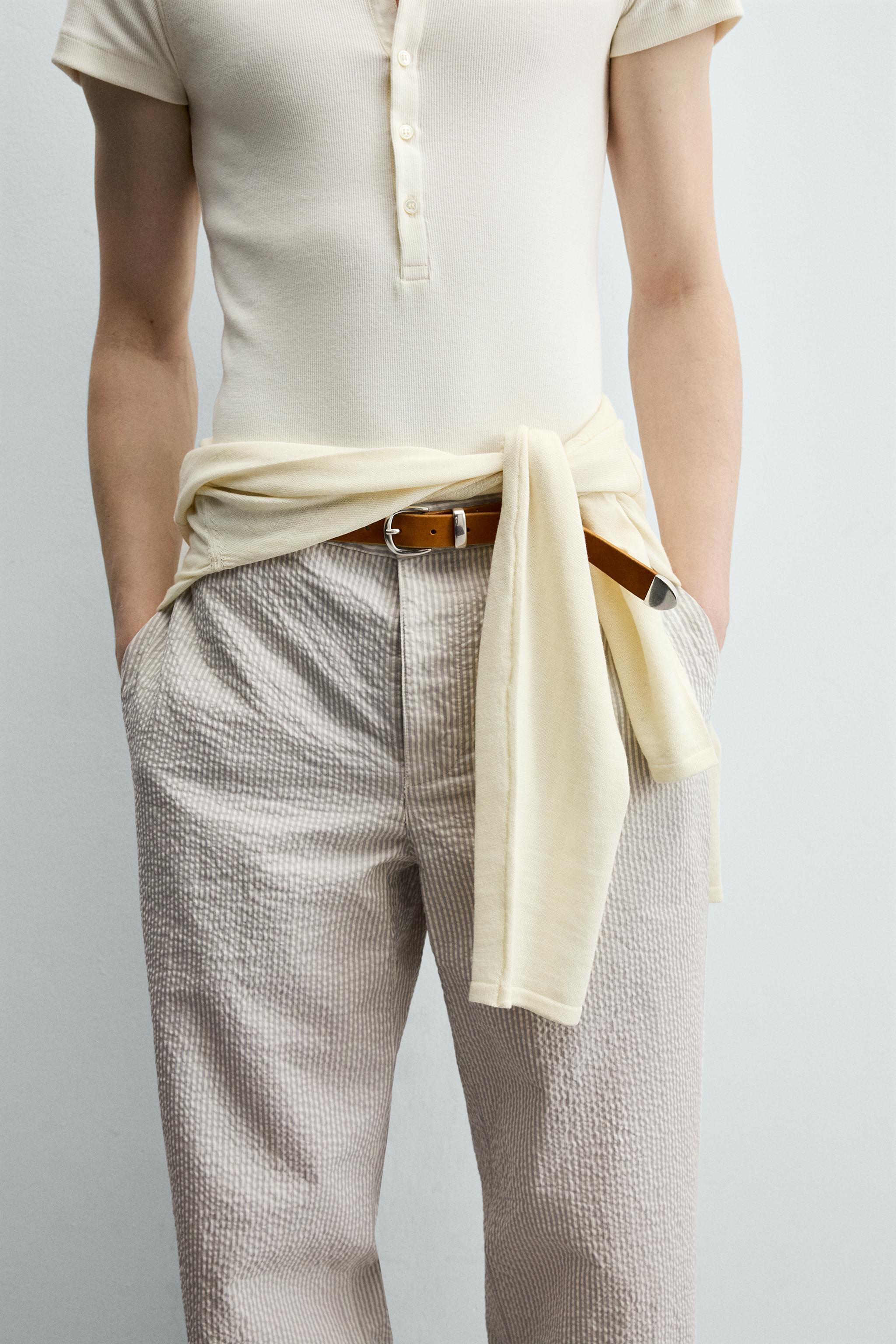 PANTALON STRAIGHT FIT EN SEERSUCKER