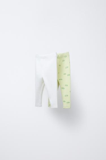 TWO-PACK OF RIBBED LEGGINGS WITH CARAVAN PRINT - Lime by Zara - Image 0