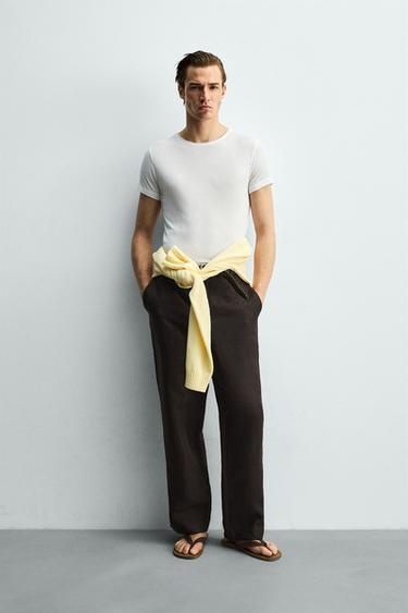 Zara SLIM FIT VISCOSE STRUCTURED T-SHIRT - White - Image 0