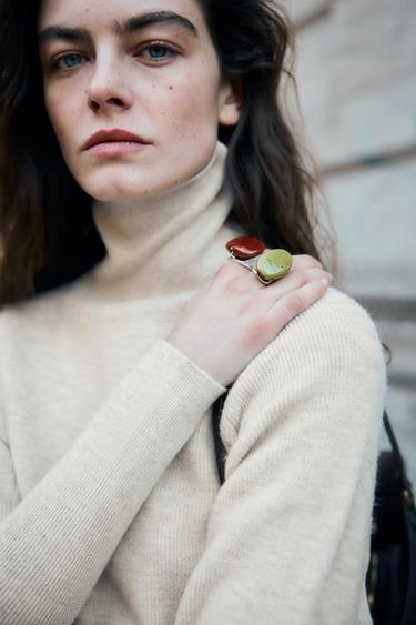 PACK OF 2 MAXI STONE RINGS - Silver by Zara