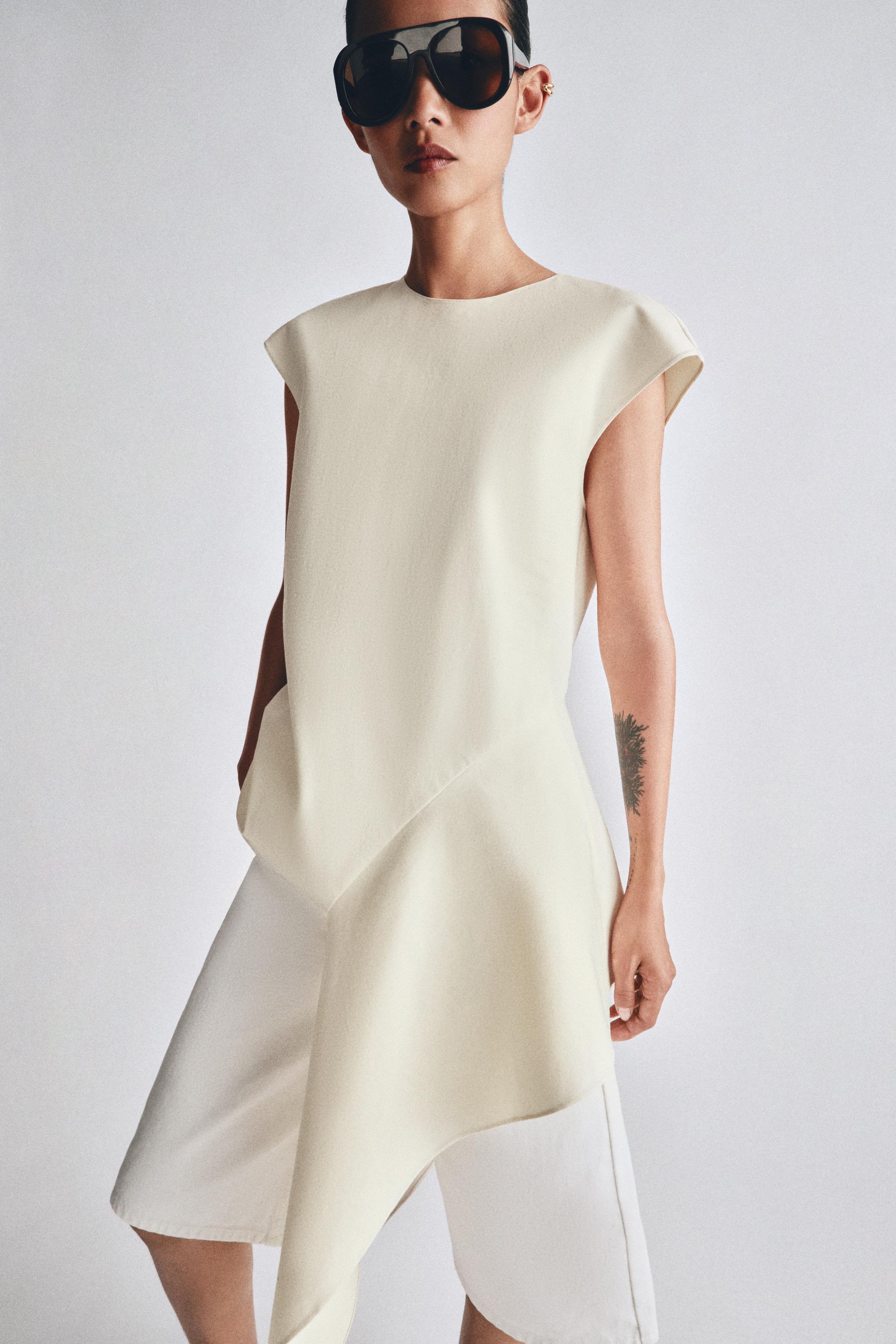 ZW COLLECTION ASYMMETRIC TOP - Ecru | ZARA United States