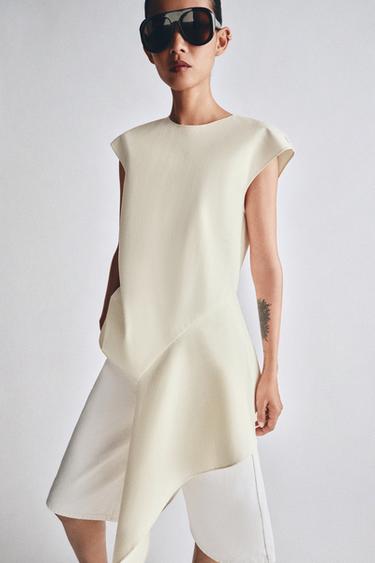 TOP ASYMÉTRIQUE ZW COLLECTION - Écru de Zara - Image 5