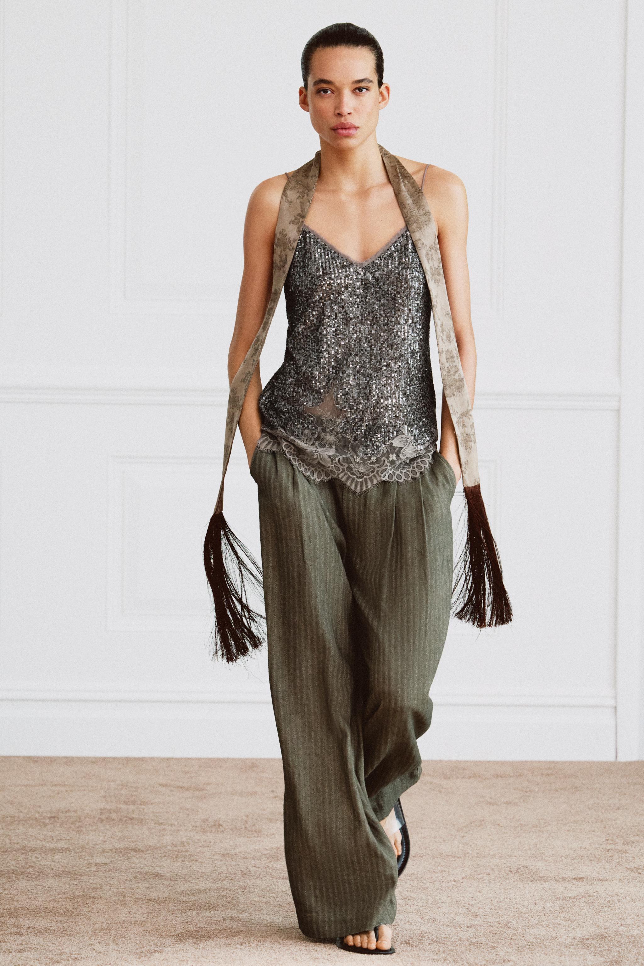 Dames pailletten tops Glitter tops Sparkle feestvest Mouwloos tuniekvest Dames pailletten tanktop (Champagne, M