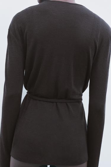 100% WOOL CARDIGAN - Chocolate by Zara - Image 2