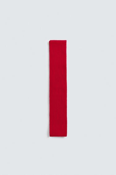 Zara NARROW WOOL BLEND SCARF - Red