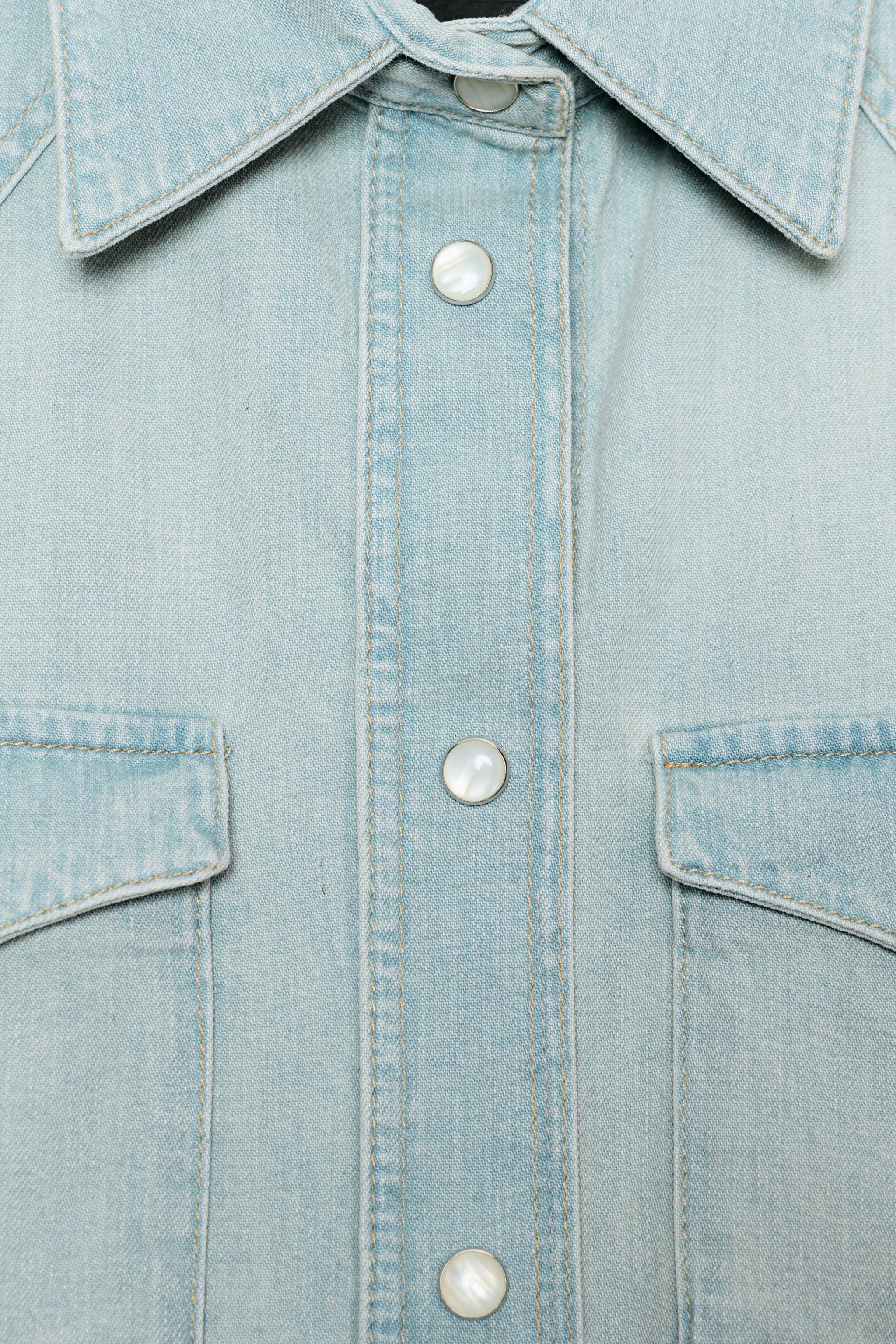 ZW COLLECTION WASHED DENIM SHIRT - Light blue | ZARA United