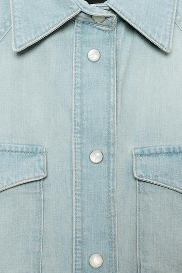 CAMISA DENIM LAVADA ZW COLLECTION - Azul claro de Zara
