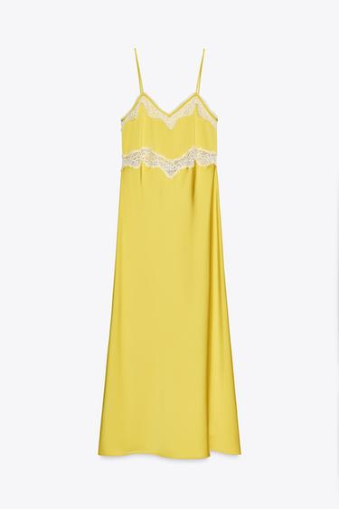 LACE TRIM CAMISOLE MIDI DRESS - Mustard by Zara - Image 2