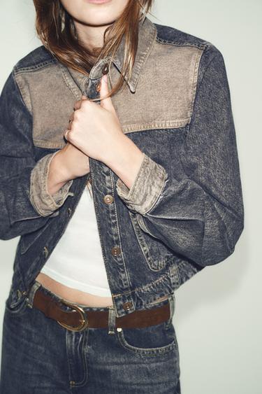 BLOUSON Z1975 EN DENIM ET TISSU COMBINÉ - Noir de Zara - Image 3