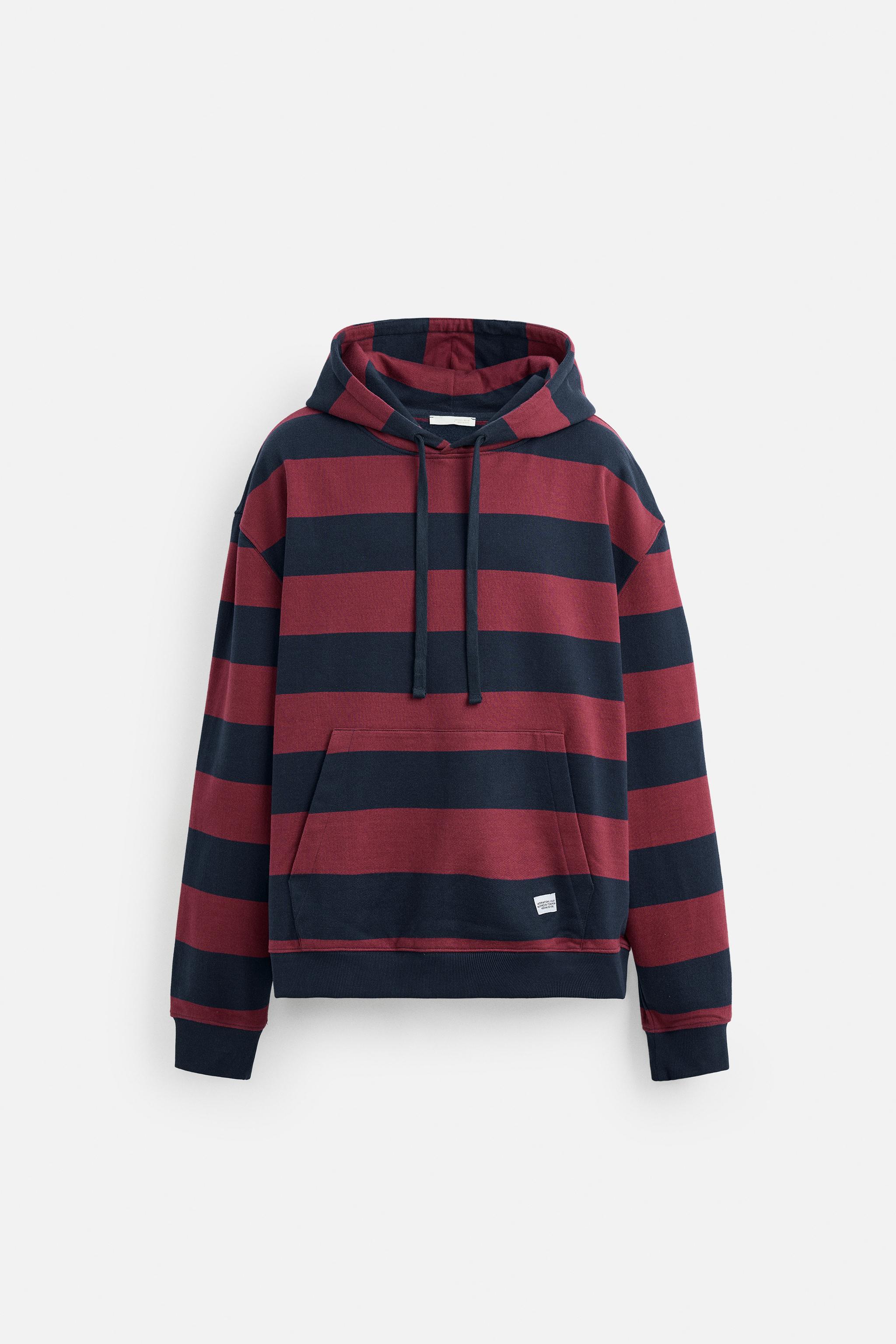 STRIPED HOODIE - Red | ZARA Australia