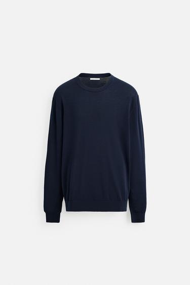COTTON AND SILK SWEATER - Navy blue by Zara - Image 5
