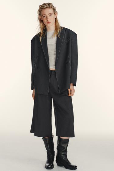 BLAZER OVERSIZE COUTURES CONTRASTÉES - Gris anthracite de Zara