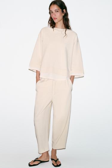 CONTRAST LONG SLEEVE SWEATSHIRT - Ecru by Zara