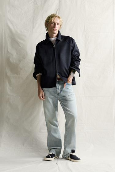 WOOL BLEND REGULAR FIT JACKET - Dark navy by Zara