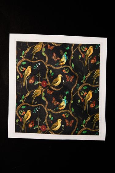 BIRD PRINT NAPKIN PACK (PACK OF 20) | MARISA BERENSON - Black by Zara
