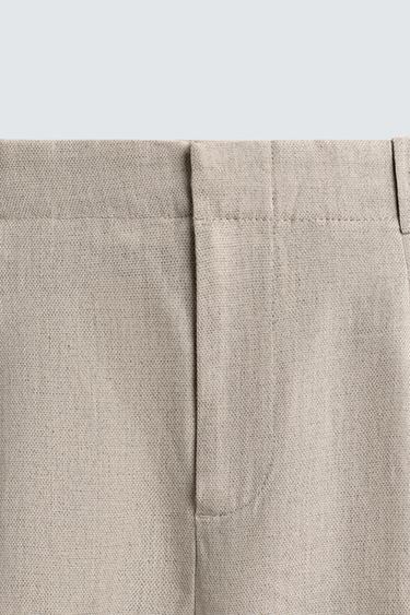 COTTON AND LINEN PLEATED TROUSERS - Sand by Zara - Image 6
