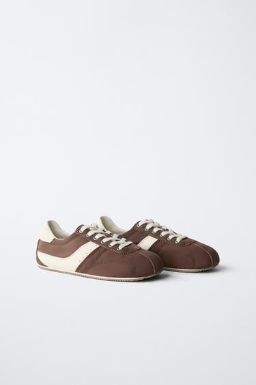 BASKETS AVEC MATIÈRES VARIÉES - Marron de Zara - Image 1