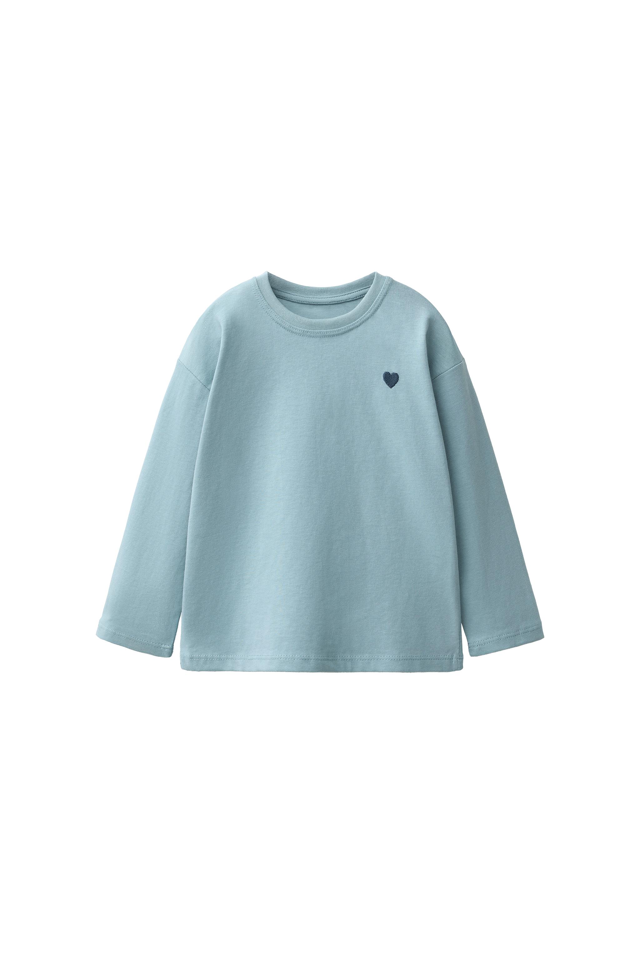 EMBROIDERED HEART T-SHIRT — Bluish